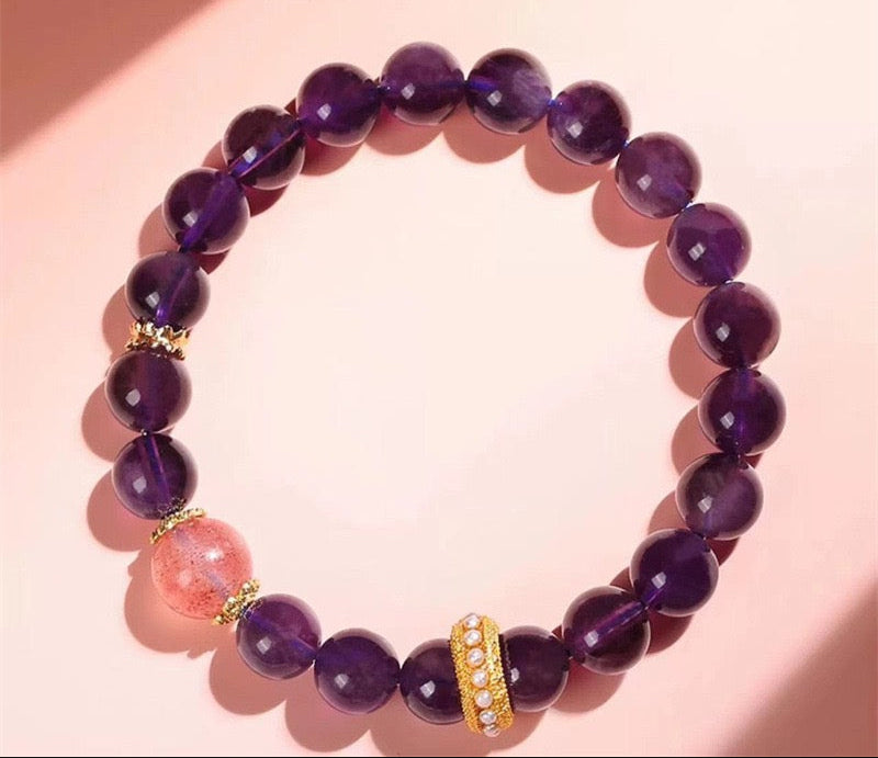 Amethyst Bracelet with Strawberry Quartz – Enhance Attraction