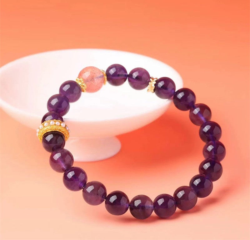 Amethyst Bracelet with Strawberry Quartz – Enhance Attraction