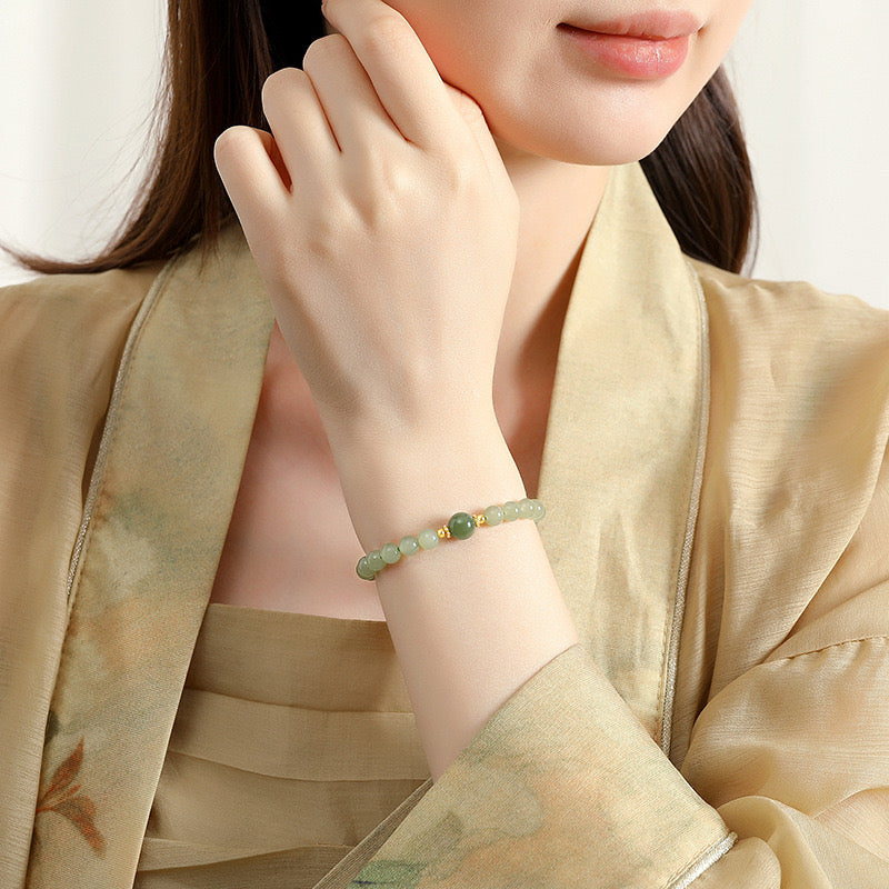 Hetian Jade Bracelet with Jade Accents and S925 Sterling Silver – Elegance and Tranquility