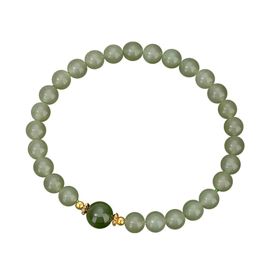 Hetian Jade Bracelet with Jade Accents and S925 Sterling Silver – Elegance and Tranquility