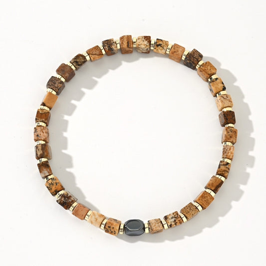 Bohemian Column-Shaped Natural Stone Bead Bracelet – Energize Your Spirit