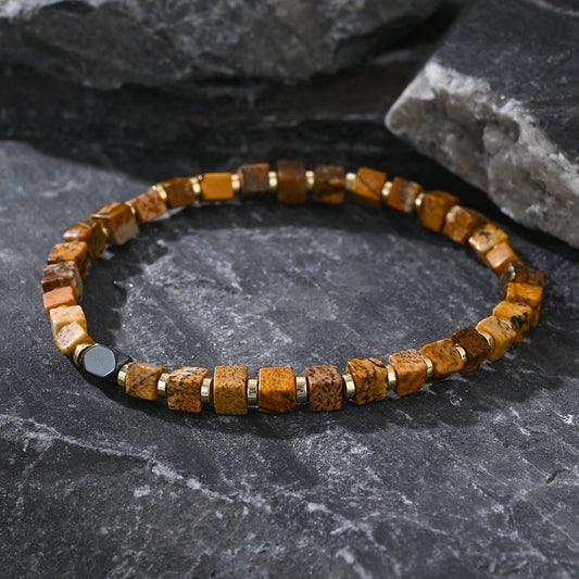 Bohemian Column-Shaped Natural Stone Bead Bracelet – Energize Your Spirit